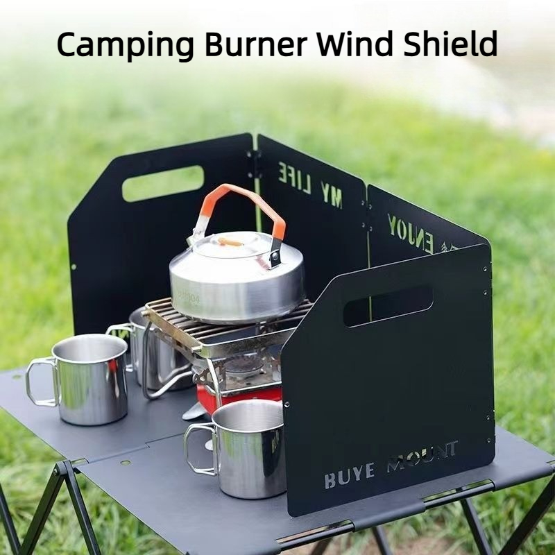 Camping Hiking Cooking - Camping Stove Windshield 4 Fold Wind