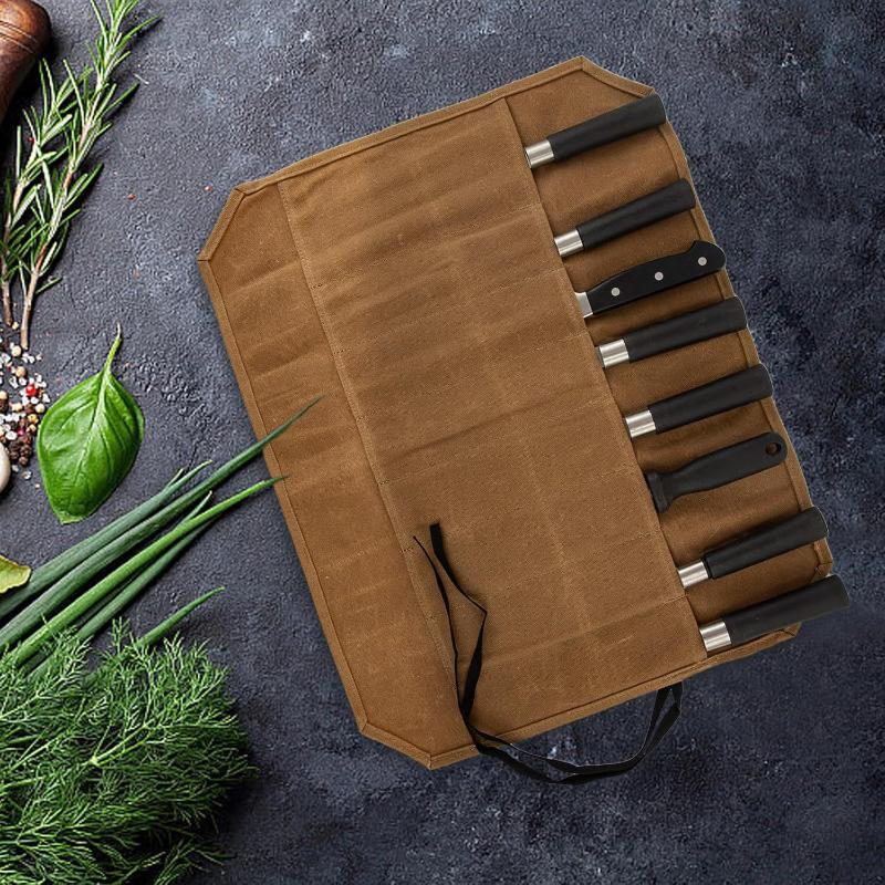Waxed Canvas Chef Knife Roll M - огляд і ціна Camping Cooking Organizer